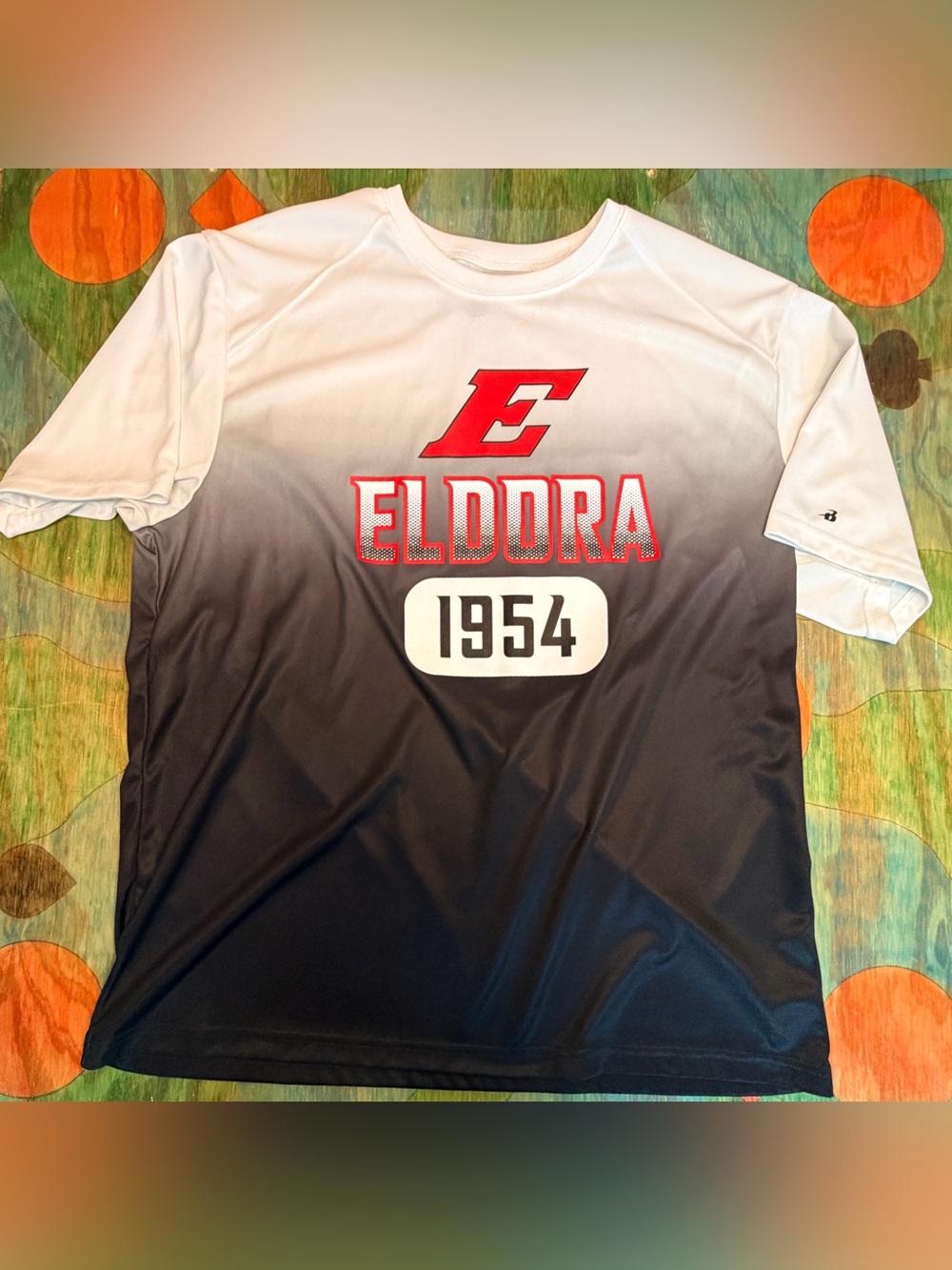 Eldora Speedway 1954 Sprint Car Late Model Racing Tech Dry T-shirt Size XL Badge